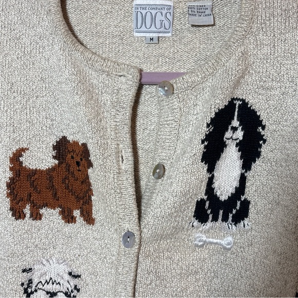 The Company of  Dogs Cardigan Sweater Women’s Sz Medium Granny Cottage - Picture 5 of 7